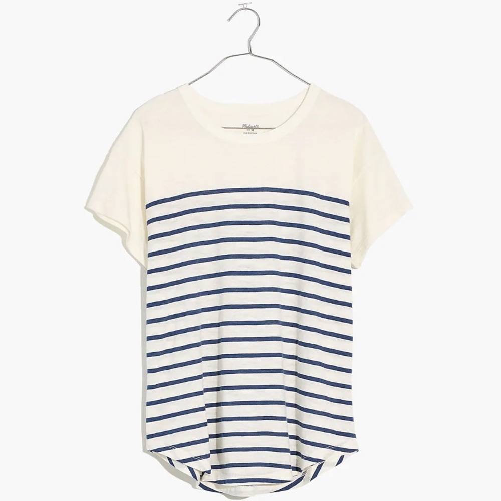 Madewell Whisper Cotton Rib-Crewneck Tee in Nautical Stripe